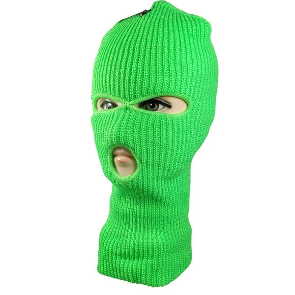 Winter Clearance Sale 2 FOR $15.00 Neon Green 3 Hole Winter Ski Mask Face Mask - Picture 2 of 4